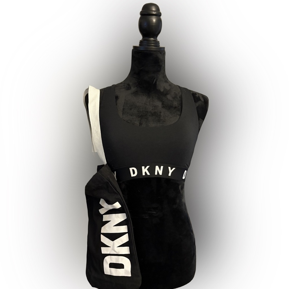 DKNY Black Cozy Boyfriend Sports Bra NWT